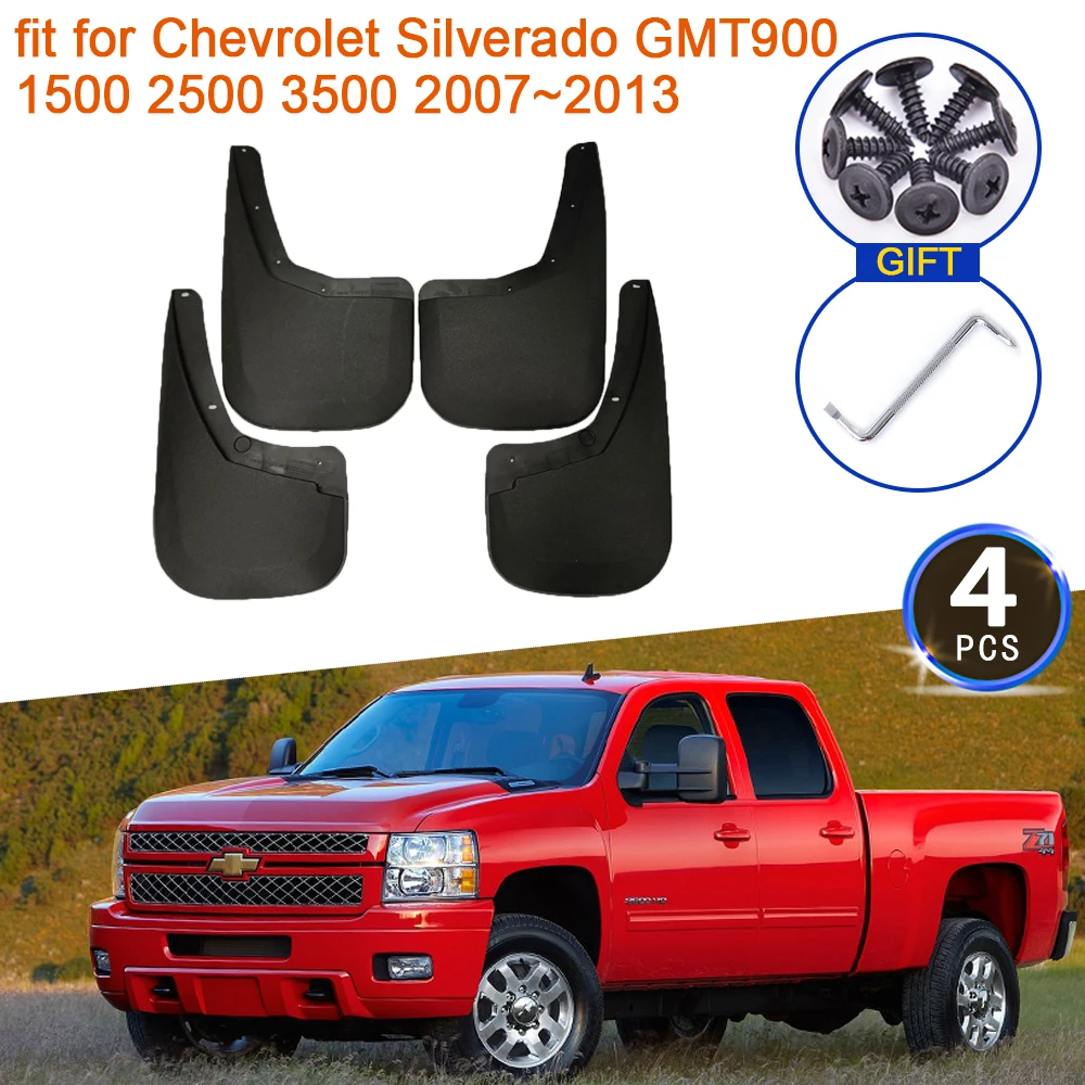 

4x for Chevrolet Silverado GMT900 1500 2500 3500 2007 2008 2009 2010 2011 2012 2013 Splash Mudguards Fender Mud Flap Accessories