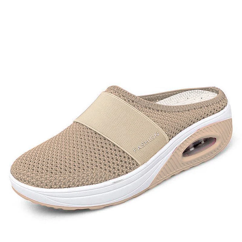Women Non-slip Without Heels Platform Sneakers Casual Wedge Breathable Mesh Outdoor Walking Slippers Platform Sneakers 2023