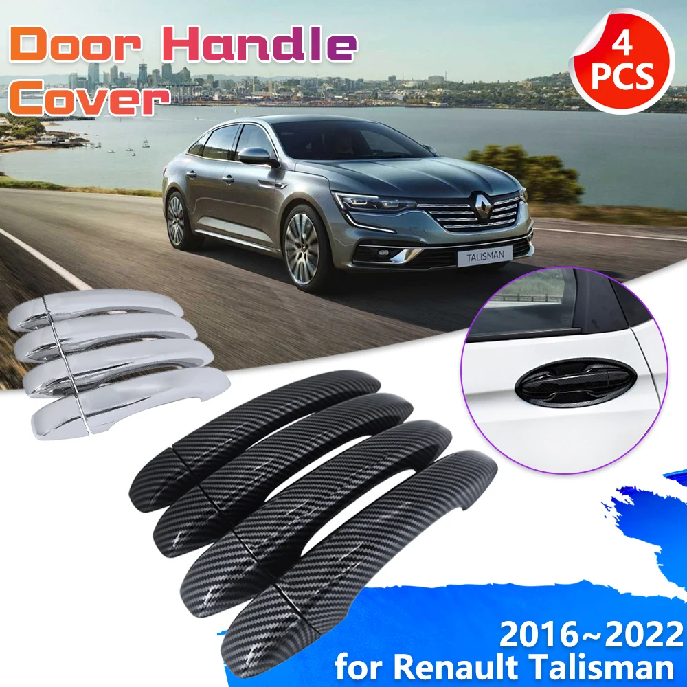 

Chrome Carbon Fiber Car Door Handle for Renault Talisman Samsung SM6 2016~2022 Decoration Cover Trim Sticker Key Cap Accessorie
