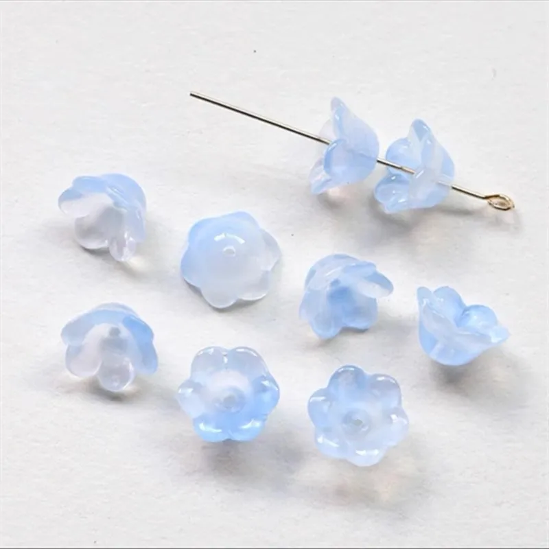 20pcs 12x70mm White Jade Bell Flower Horn Glazed Holder DIY Handmade Ancient Hairpin Ornament Earring Accessories