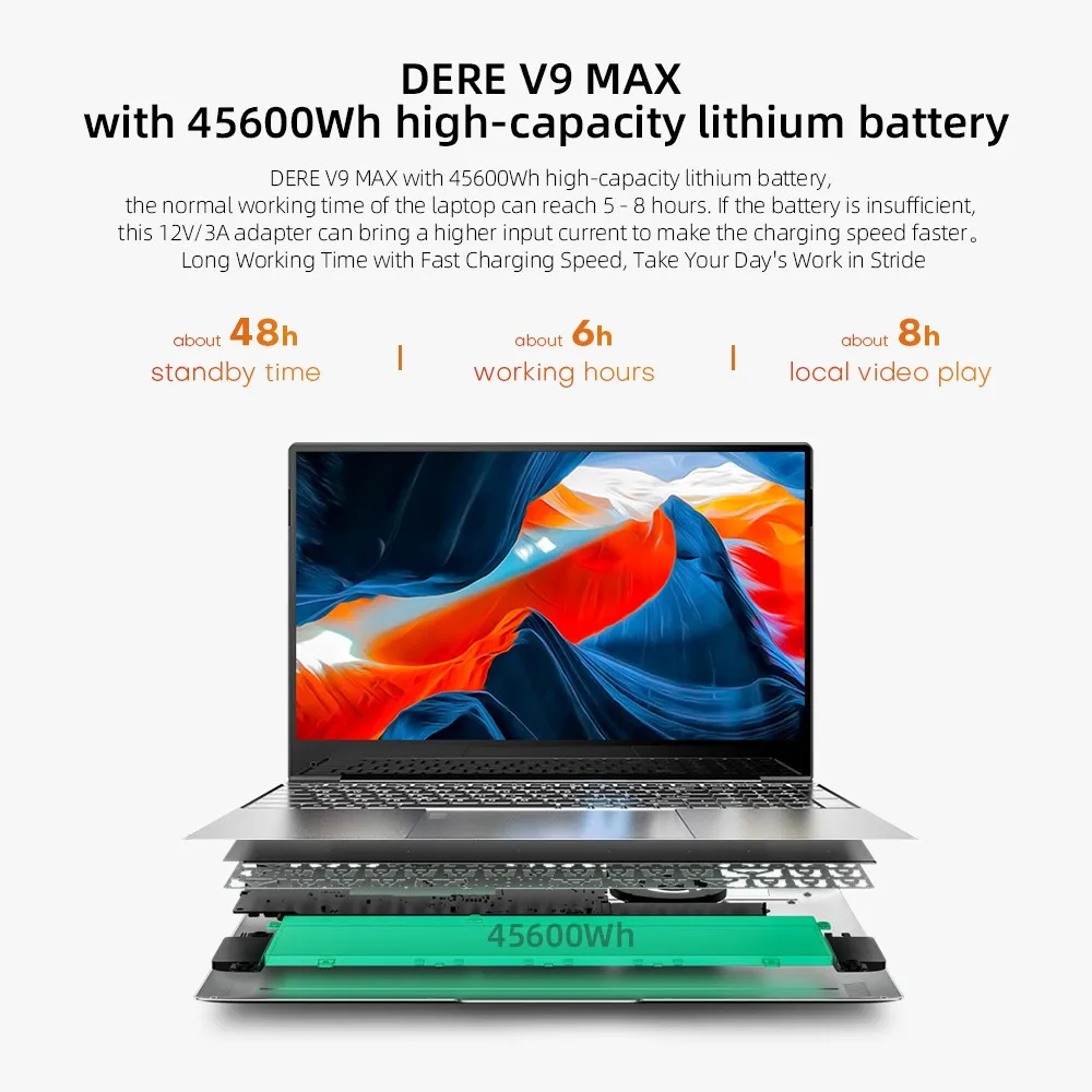 Ноутбук Dere V9 Max 15 6 дюйма 16 ГБ ОЗУ 1 ТБ SSD 11-го поколения Intel Core i7 2 5 K IPS экран Windows