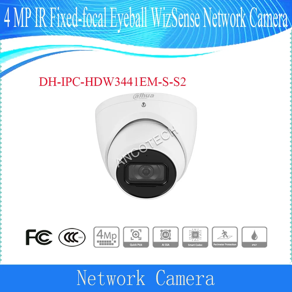 

DAHUA DH-IPC-HDW3441EM-S-S2 4 MP IR Fixed-focal Eyeball WizSense Network Camera dahua