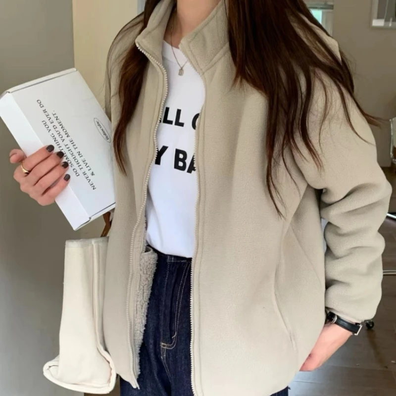 

Women Classic Full-Zip Jackets Soft Warm Fleece Outwear Long Sleeve Fall Winter Coat With Pockets Unisex Plus Size Hoodies Men