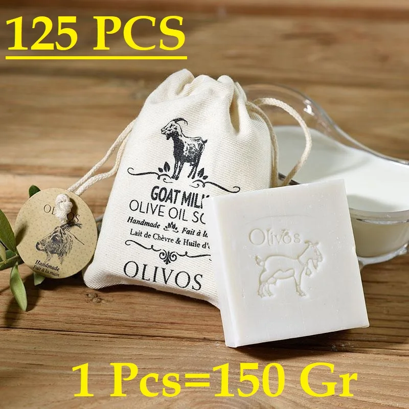 125 Pcs Natural Handmade Produce Pure Olive Oil Soap with Goat, Mare, Donkey, Camel, Organic Whole Milk Beauty Healthy Sink