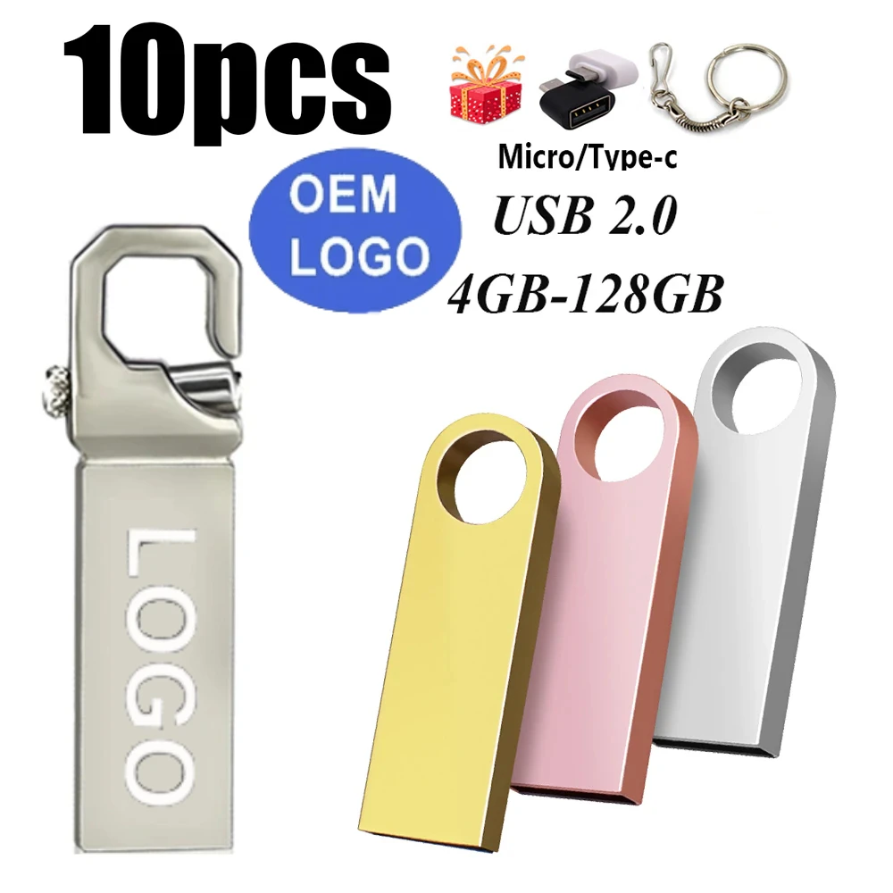 

10Pcs/lot 2.0 USB Flash Drive custom logo 64GB 128GB Pen Drive 16GB Pendrive 32GB Disk On Key USB Stick 1GB 2GB 4GB 8GB Memory F
