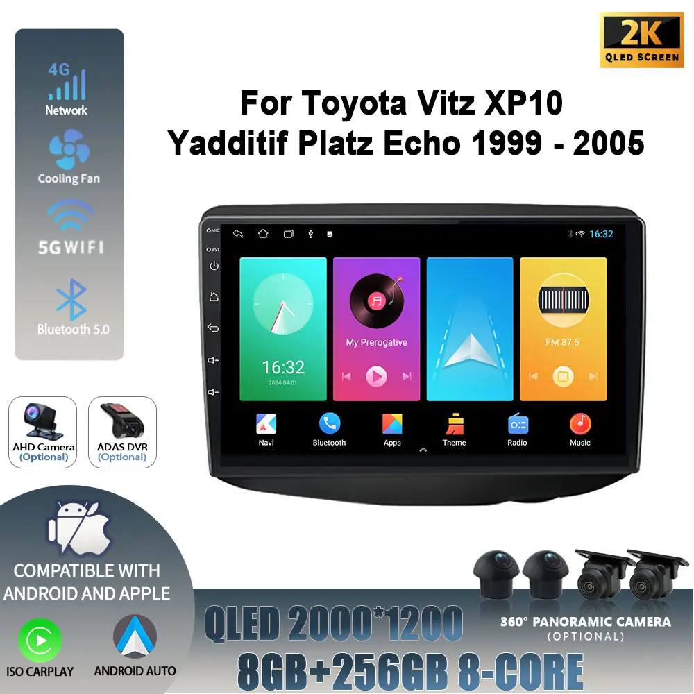 Для Toyota Vitz XP10 Yadditif Platz Echo 1999-2005 Android 14 автомобильный радиоприемник мультимедийный