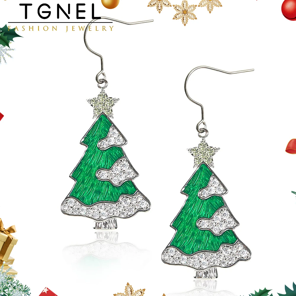 

Christmas Drop Earrings Pure Titanium Hot Gifts For Women Grils Trendy Xmas Tree Elk Claus Dangle Earrings Skin Touch Jewelry