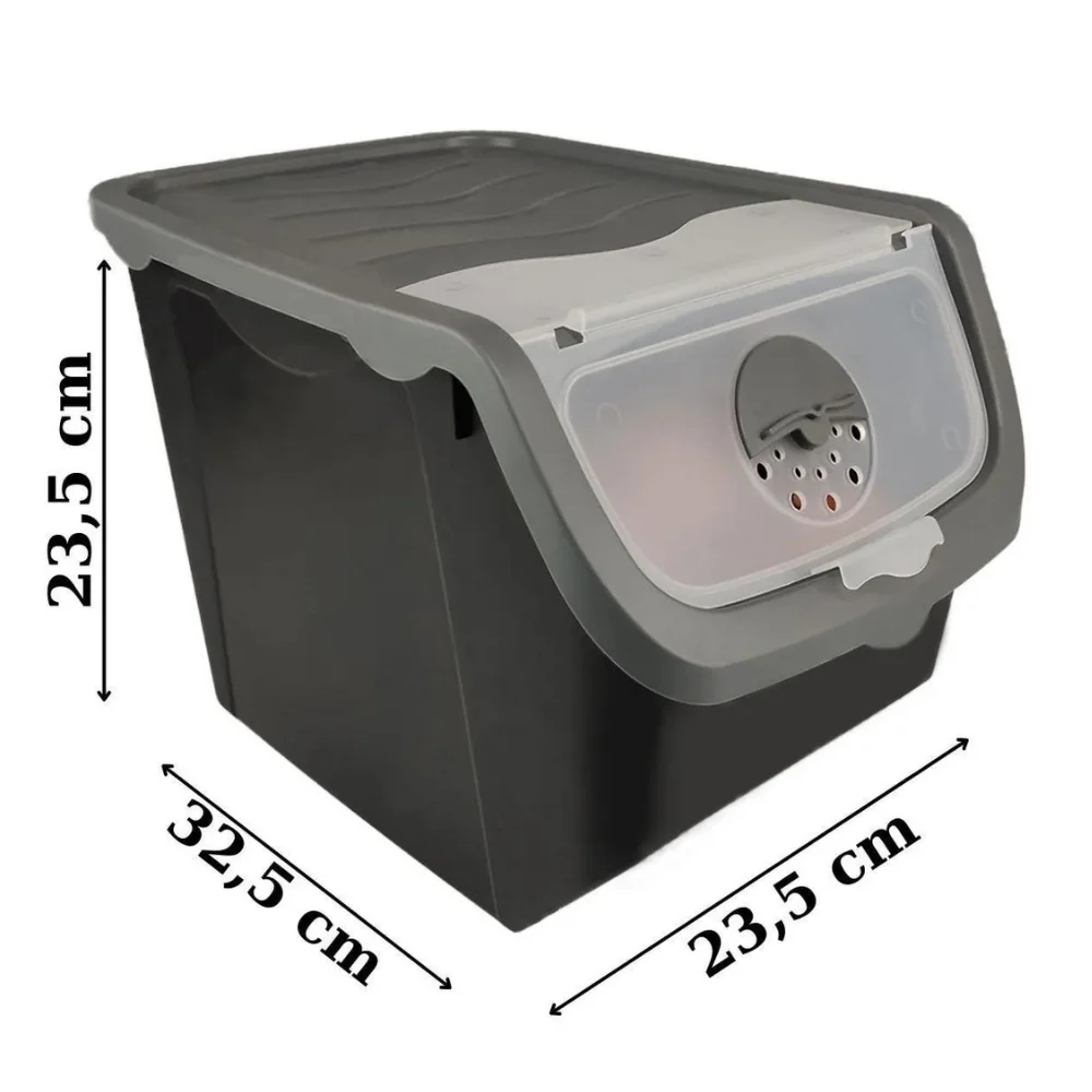 2 контейнера для хранения лука и картофеля 12 литров серый контейнер пищевой