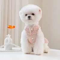 autumn winter pet dress princess elegant style dog cat clothes pink knit dress teddy poodle terrier schnauzer apparel
