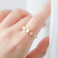 dainty moonstone zircon rings fashion pearl gold anniversary ring womens jewelry