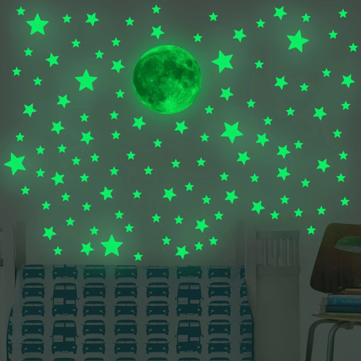 

50pcs 3D Stars Luminous In The Dark Glow Stickers Fluorescent Pvc Wall Art Home Decals For Kids Room Ceiling Wall Decoration