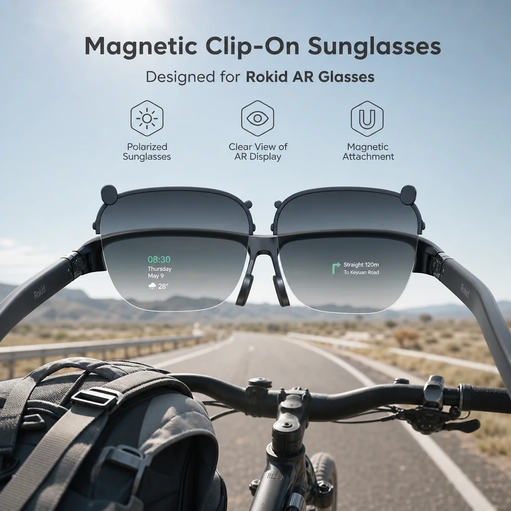 Фото для аксессуаров Rokid Glasses: накладные солнцезащитные очки/оправа для очков по рецепту/кабель для зарядки/чехол для зарядки/пакет питания №3
