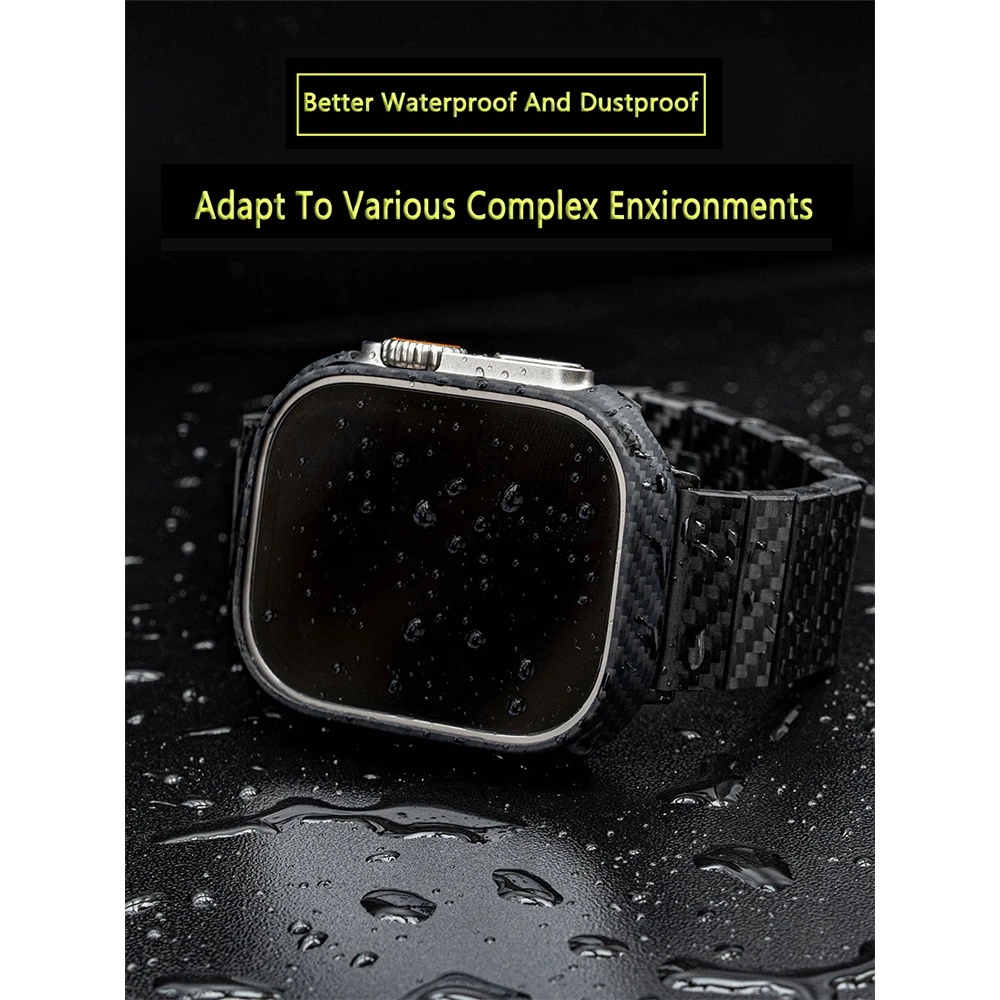 100% Carbon Fiber For Apple Watch Ultra Modified 49mm Luxury Detachable Adjustable Comfortable Case+Strap Package