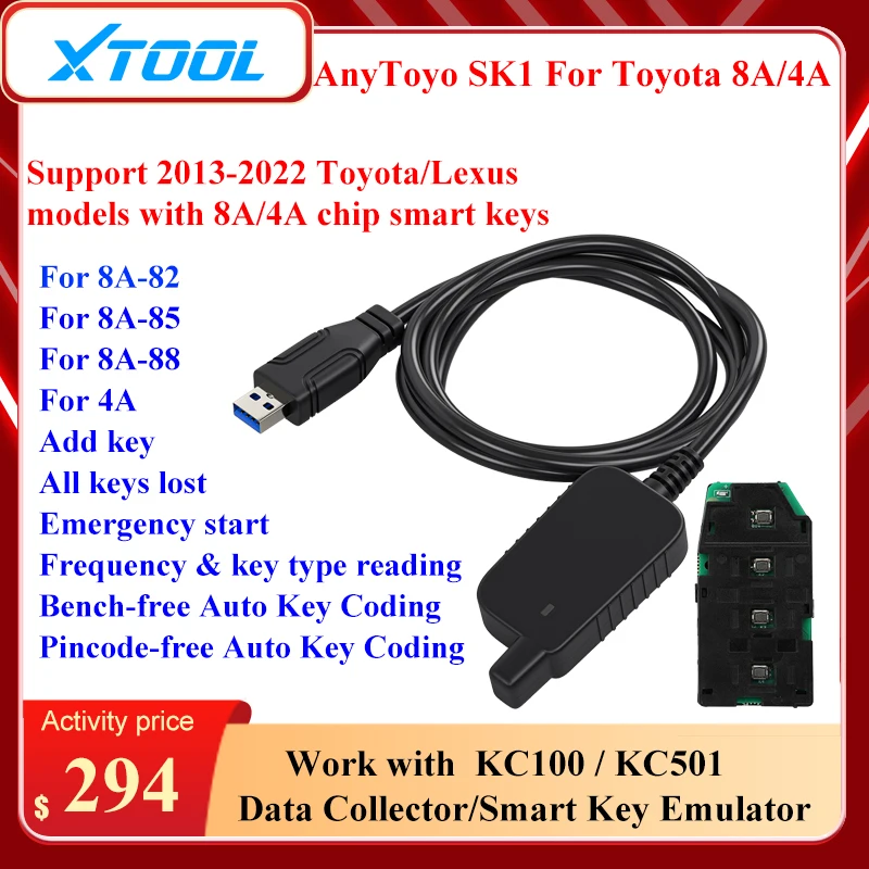 

XTOOL AnyToyo SK1 For Toyota 8A/4A Smart Key Programming Newest smart Key With Bench-free Pincode-free Works With X100PAD3 KC501