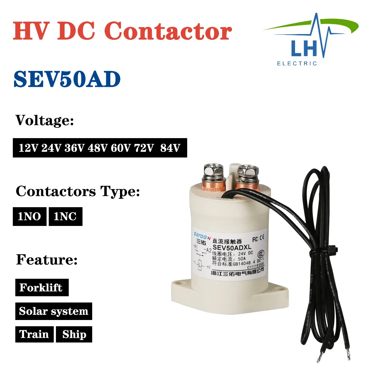 

12V024V36V48V SEV50AD high voltage High-Quality DC Contactor for Multiple Industries - Small Size, Maximum Performance