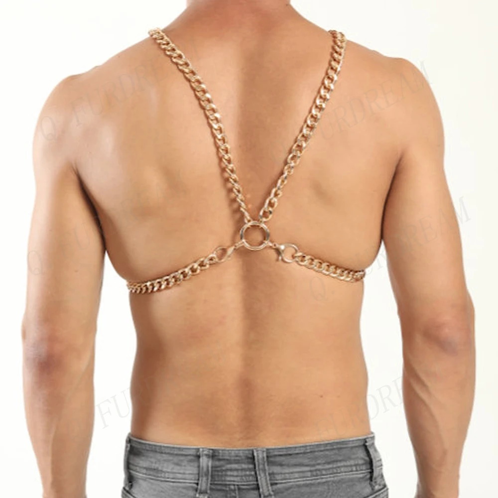 Мужской нагрудный костюм для гомосексуалистов черный регулируемый бандаж