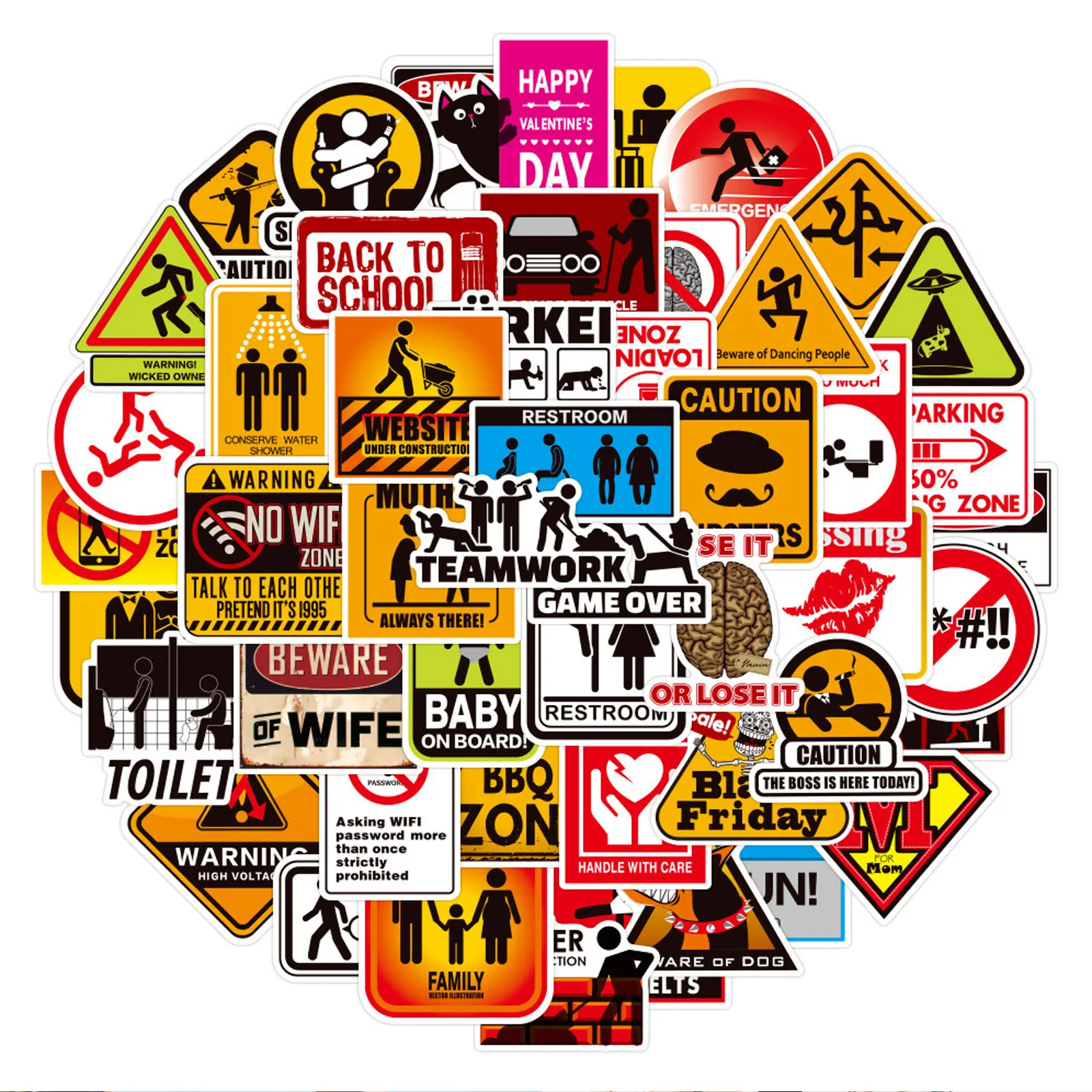 100 Шт Предупреждающих надписей с граффити-наклейками для багажных шлемов