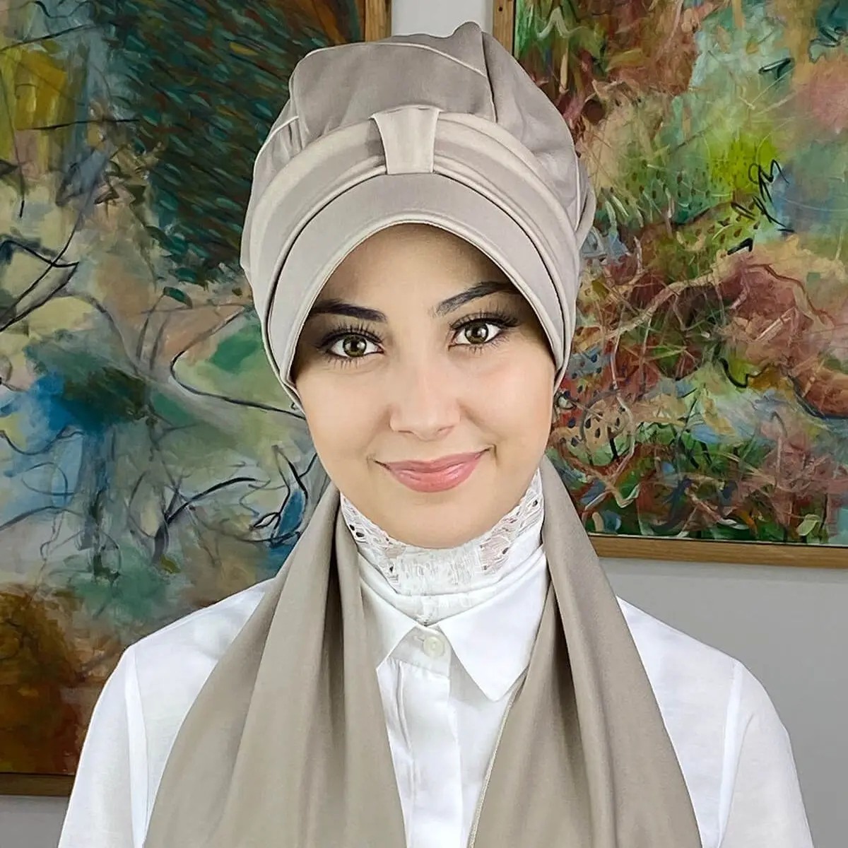 

Beige Scarf Hat New Fashion Islamic Muslim Women Scarf 2021 Trend Hijab Which Are Immediately Ready-to-Wear Beanie Bone Koton Chiffon