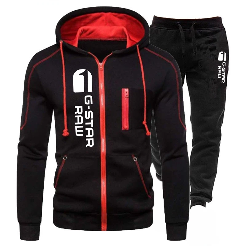 

Men's Tracksuit Casual Jogging Suit Outdoor Set Zipper Hoodies + Black Sweatpant 2pcs 2023 Spring Fashion New Streetwear S-4XL