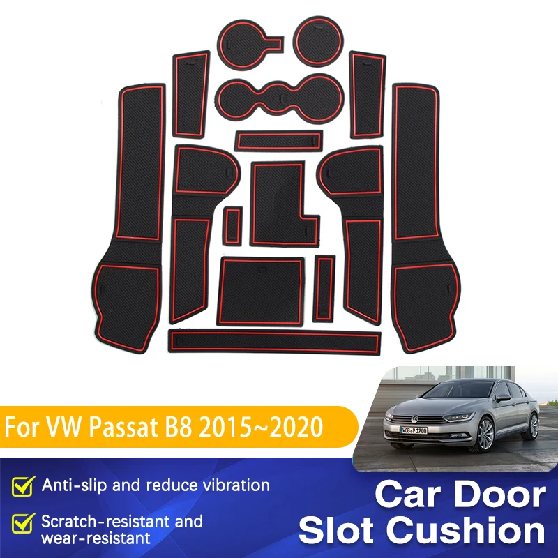 

Door Groove Mat For VW Passat B8 Volkswagen Variant Alltrack GT 2015~2020 Gate Slot Cup Anti-Slip Door Groove Pad Car Accessorie
