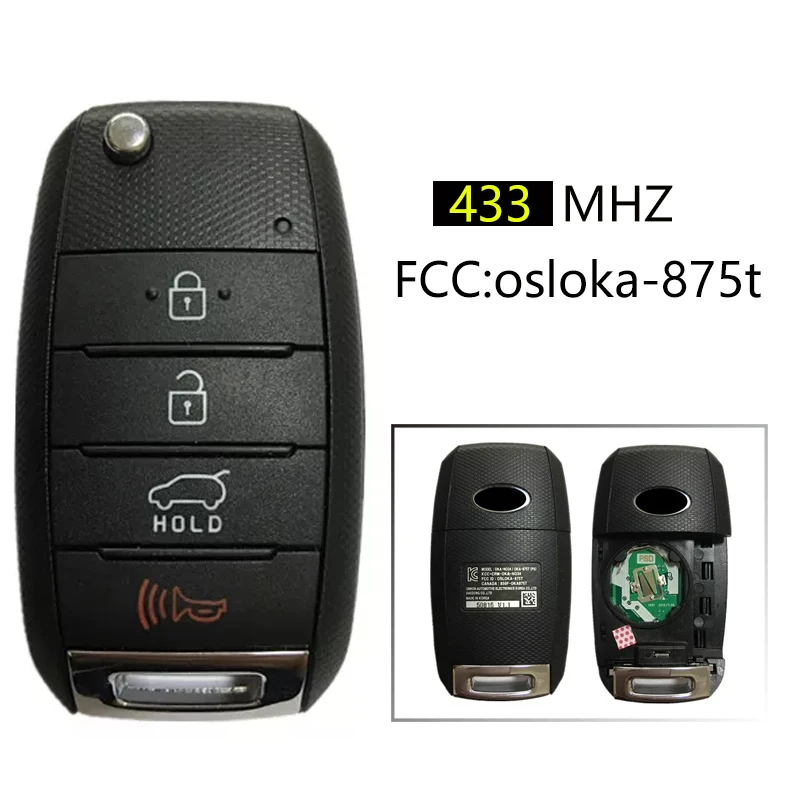 

CN051020 4 Button Remote Flip Key For 2014-2017 KIA Soul With 433Mhz FCCID OSLOKA-875T(PS)