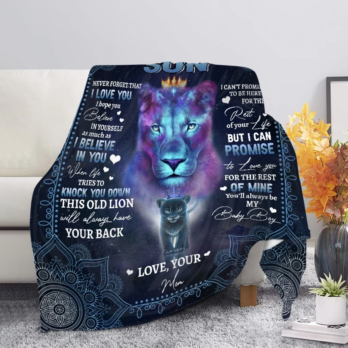 

Wolf Pattern 3D Printed Blanket Letter to Son Sofa Decor Blanket Super Soft Warm Quilt Living Room Bedroom Office Home Gift