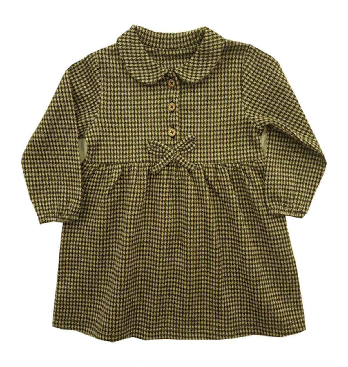 

Jaju Baby Kids/Baby Collar Plaid Woven Buttoned Long Sleeve Dress