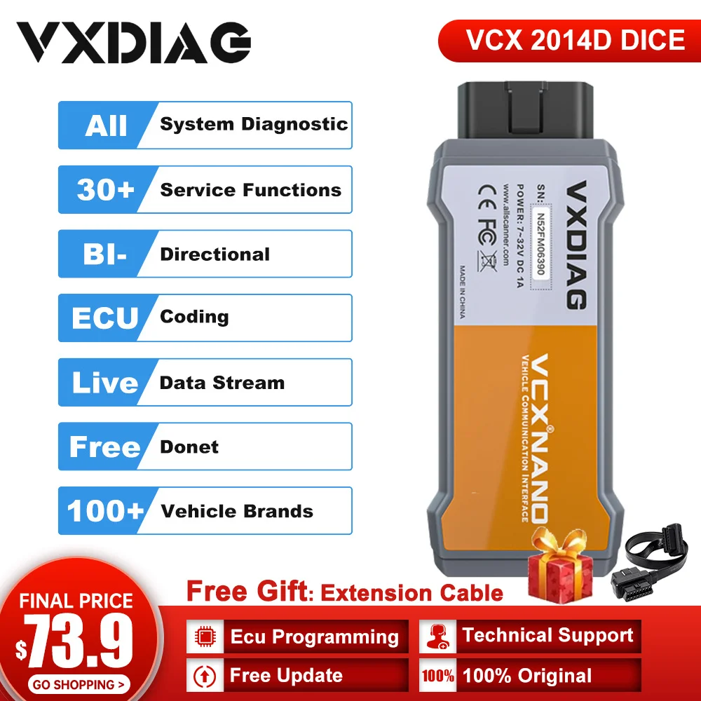 VXDIAG VCX NANO For Volvo 2014D Dice Car Diagnostic Tools J2534 ECU Programming Coding Active Test All System Diagnosis Scanner