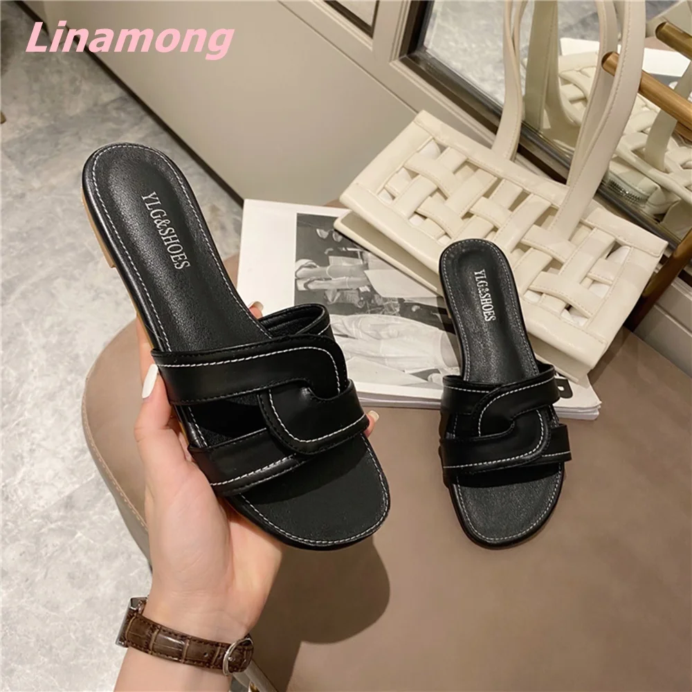 

Concise Summer Newest Women Slippers Fashion Open Toe Solid Leather Leisure Flat With Comfortable Outsize Shoes Hottest 2022