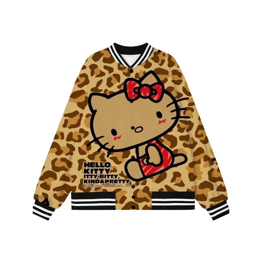

Женская куртка Hello Kitty, Женская весенне-осенняя новая свободная куртка в студенческом стиле, Корейская версия, трендовая бейсбольная куртка ...