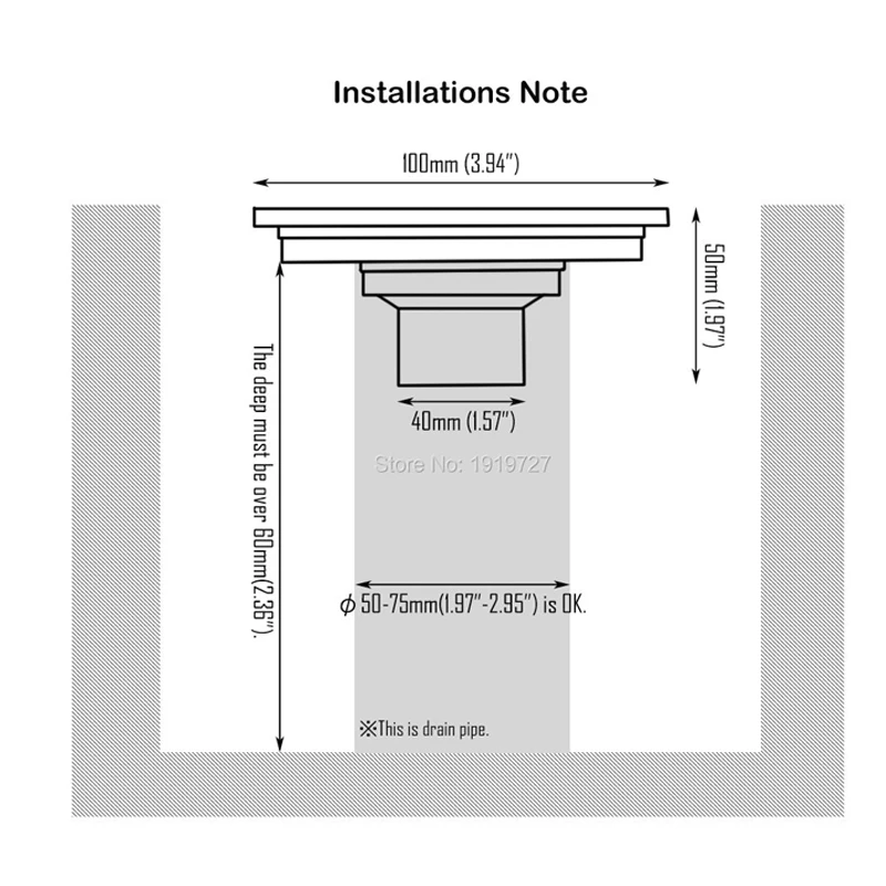 Квадратный антизапаховый настольный решетчатый слив для ванных комнат 100X100 с черным кафельным вкладышем. 100% латунные аксессуары.