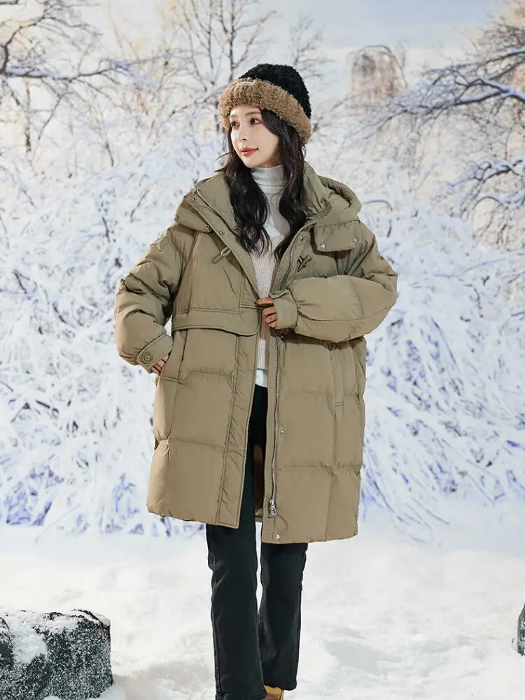 Пуховики Для Женщин Зимняя Верхняя Одежда КорейсКий Пуговицы Из Коровьего Рога