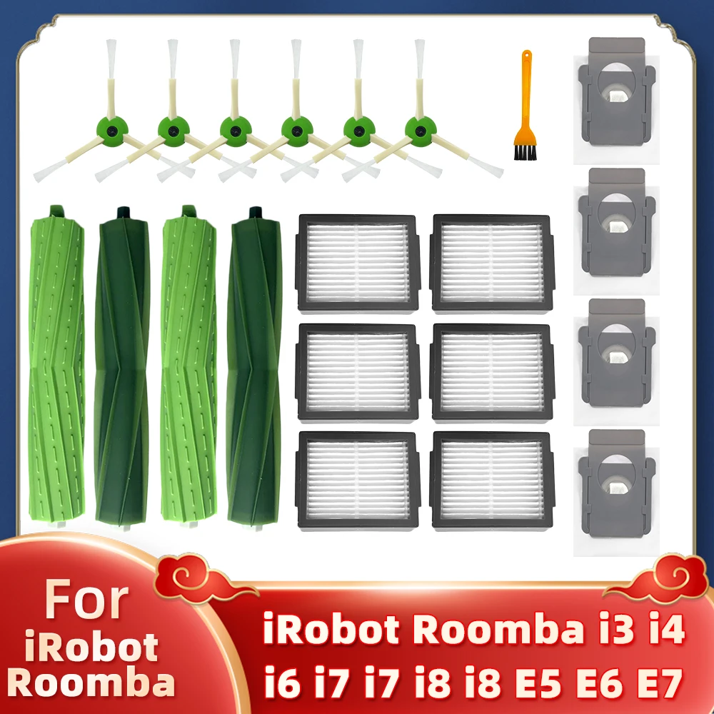 For iRobot Roomba i3, i3+, i4, i6, i6+, i7, i7+, i8, i8+, E5, E6, E7, Robot Vacuum Main Side Brush Hepa Filter Mop Rag