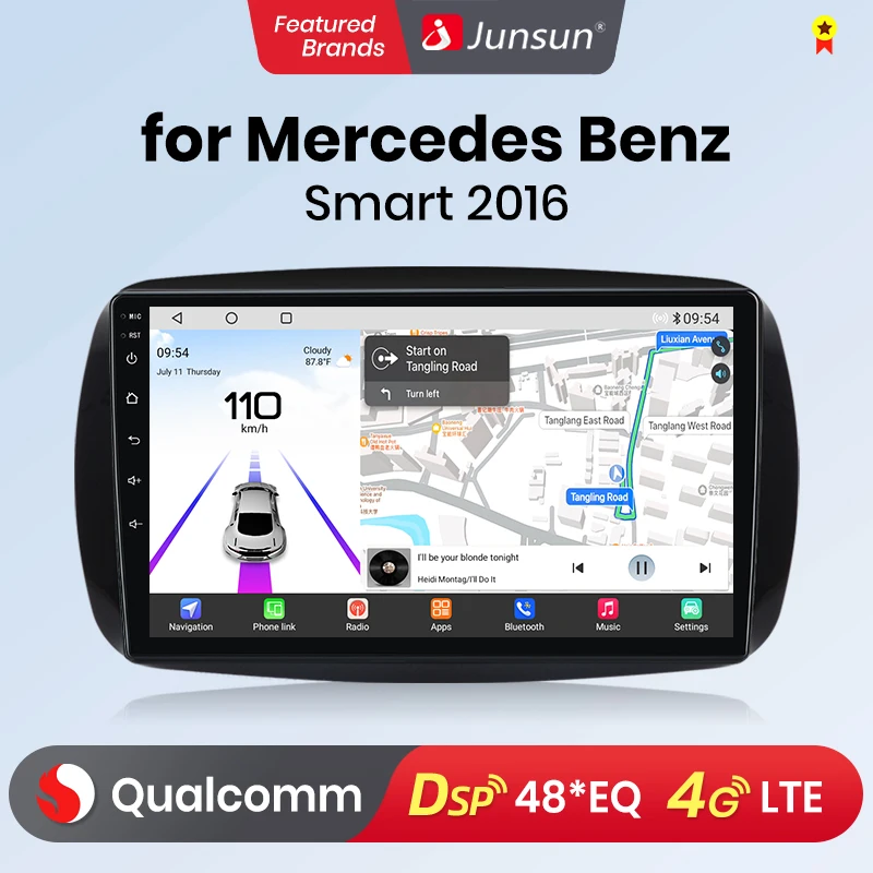 Junsun Qualcomm чип 8-ядерный Android13 автомобильный радиоприемник для Mercedes Benz Smart 2016