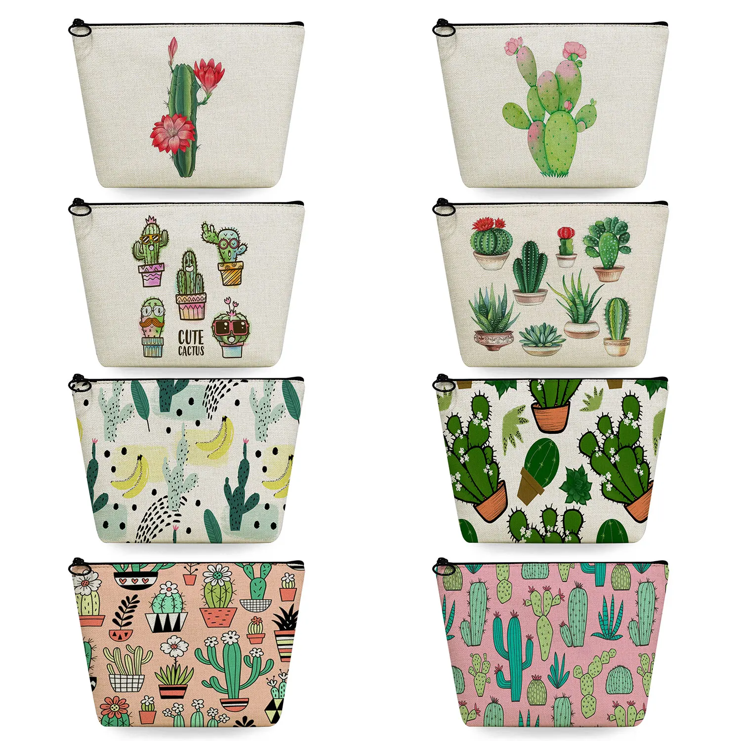 

Pencil Cases Custom Casual Travel Toiletry Bags High Quality Refreshing Plant Women's Cosmetic Bag Makeup Organizer Cactus Print