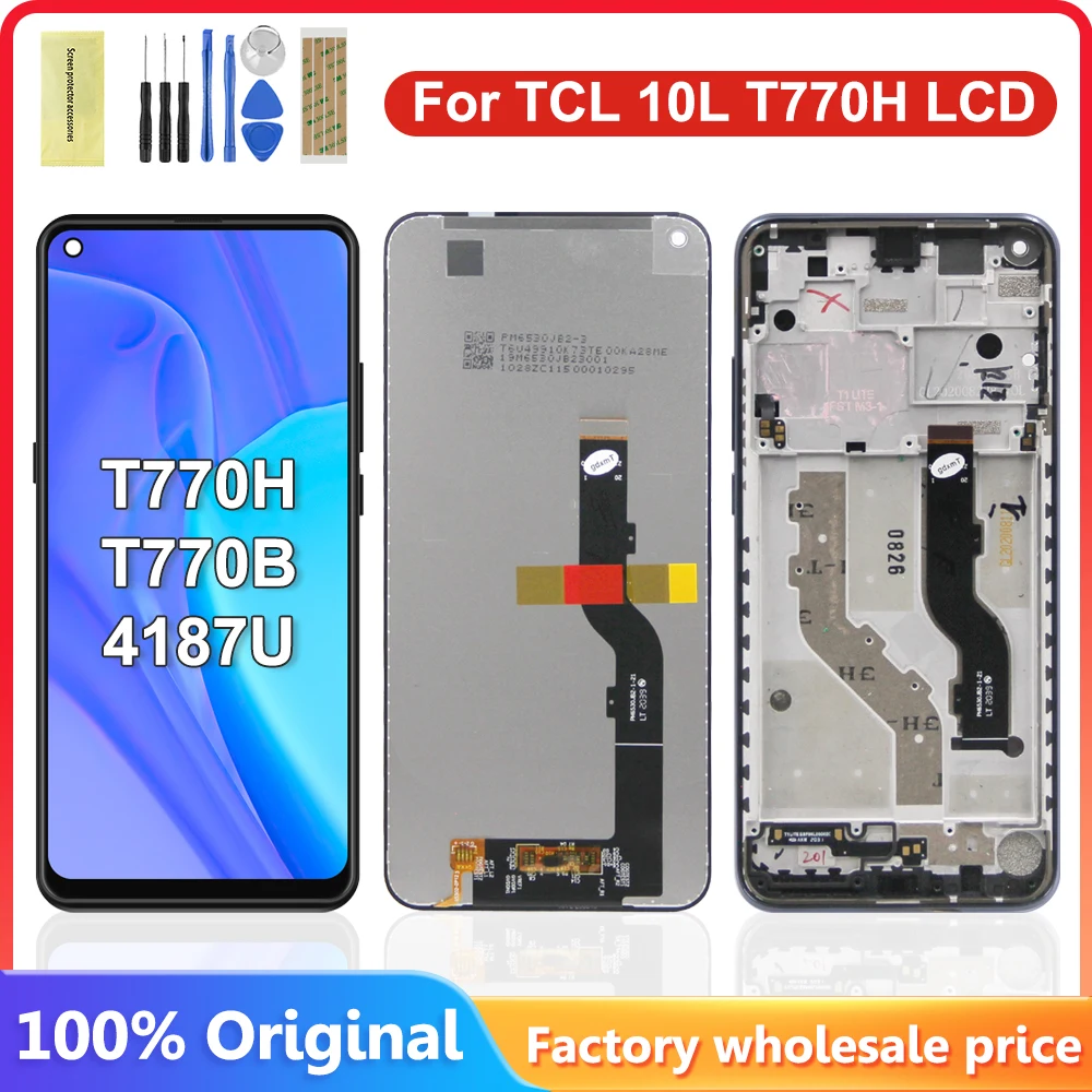 100% протестирован для TCL 10L LCD T770H, T770B,4187U дисплей сенсорный экран дигитайзер Assemby для TCL 10 Lite дисплей с рамкой