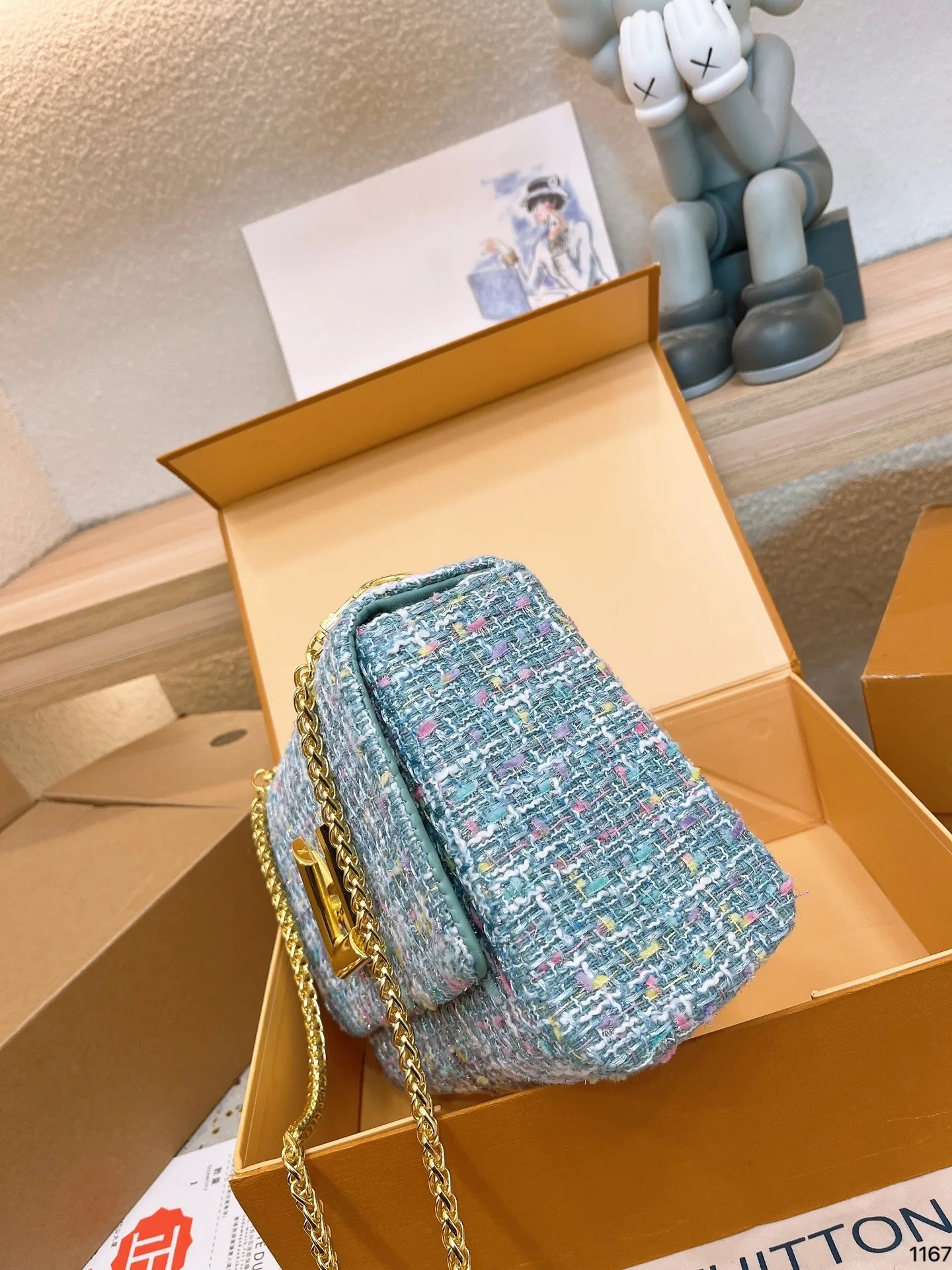 Синяя Твидовая Сумка С Цепочкой Через Плечо 23 Смx12 Смx16 См