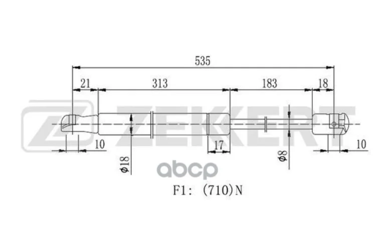 Пружина Газовая Багажника Nissan Pathfinder (R50) 97- Zekkert арт. gf-2193