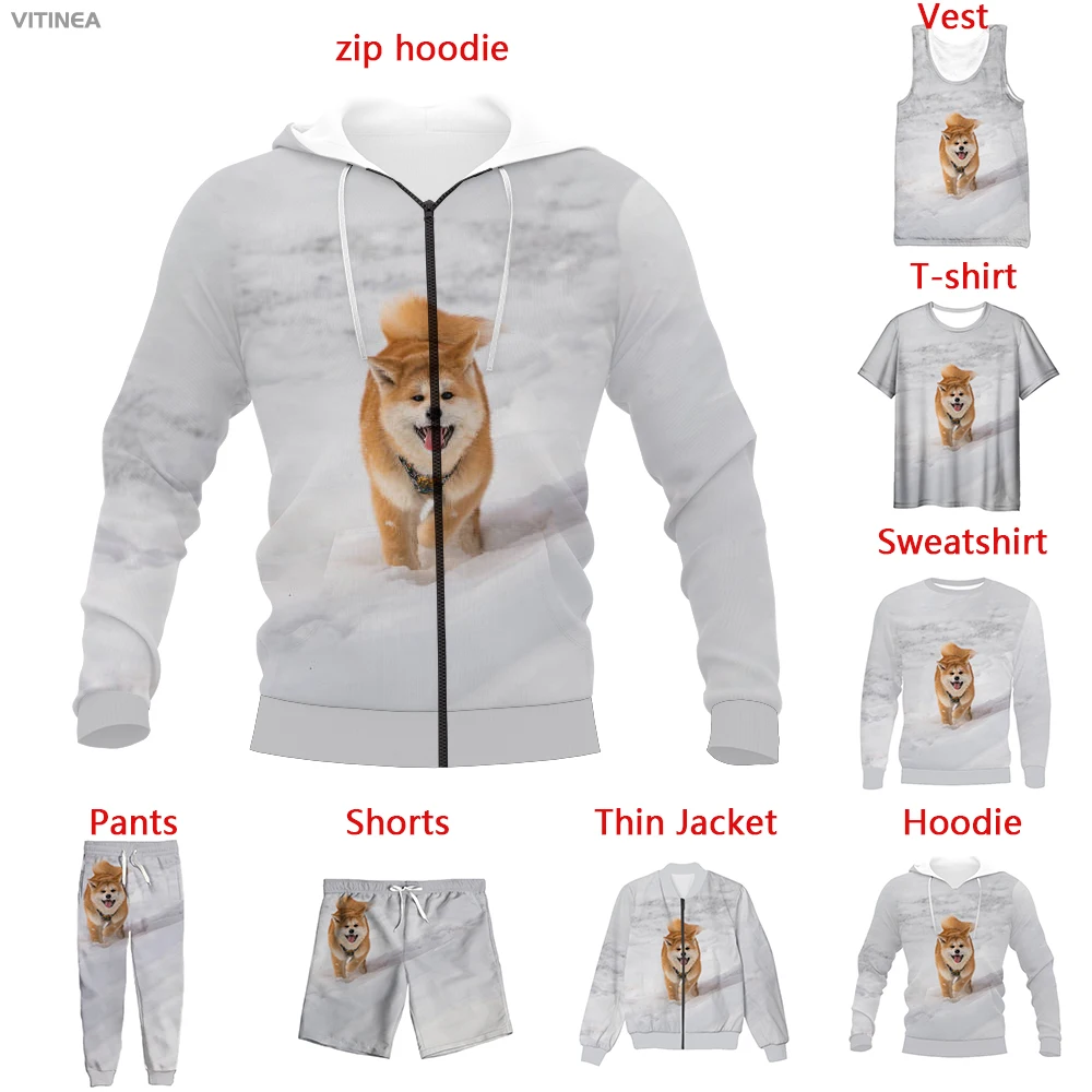 

Vitinea New 3D Print Pattern Love Dogs Shiba Creative T-shirt/Sweatshirt/Zip Hoodies/Thin Jacket/Pants Four Seasons Casual A2464