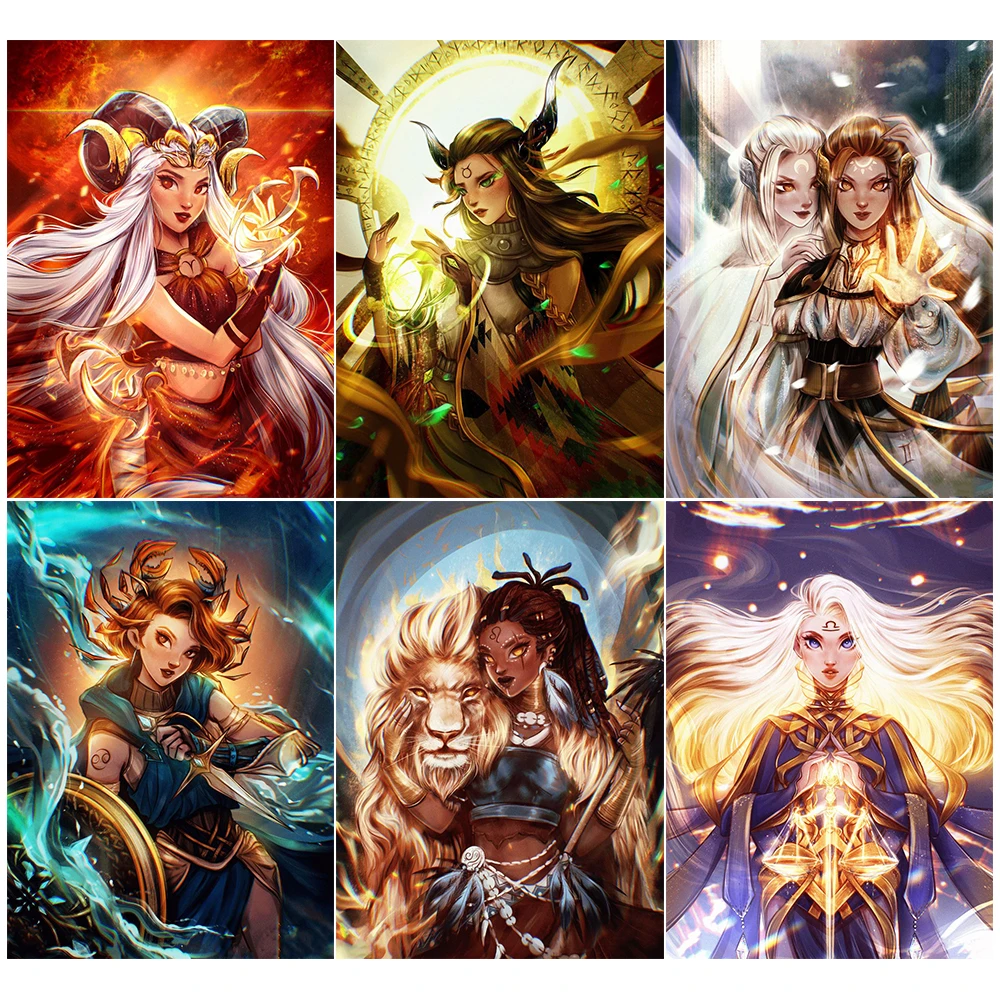 

5D DIY Zodiac Warriors Diamond Painting Libra Scorpio Art Virgo Hobby Embroidery Kit Cross Stitch Mosaic Home Wall Decor Gift