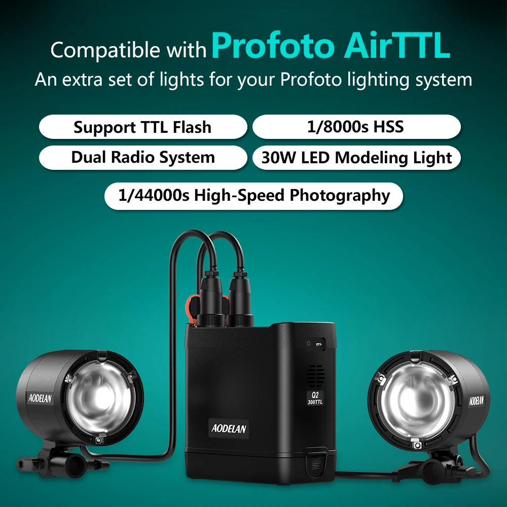

AODELAN TTL Flash светильник Замена Profoto B2, высокоскоростная фотостудия внешняя фотовспышка, совместимая с системой PocketWiza