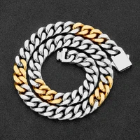 hip hop cuban link chain necklace women men double colorblock miami heavy polished stainless steel necklace jewelry gifts