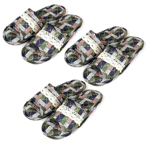 Шлепанцы хлопковые MF301 для дома и гостиной украшенные рисунком двухслойные из