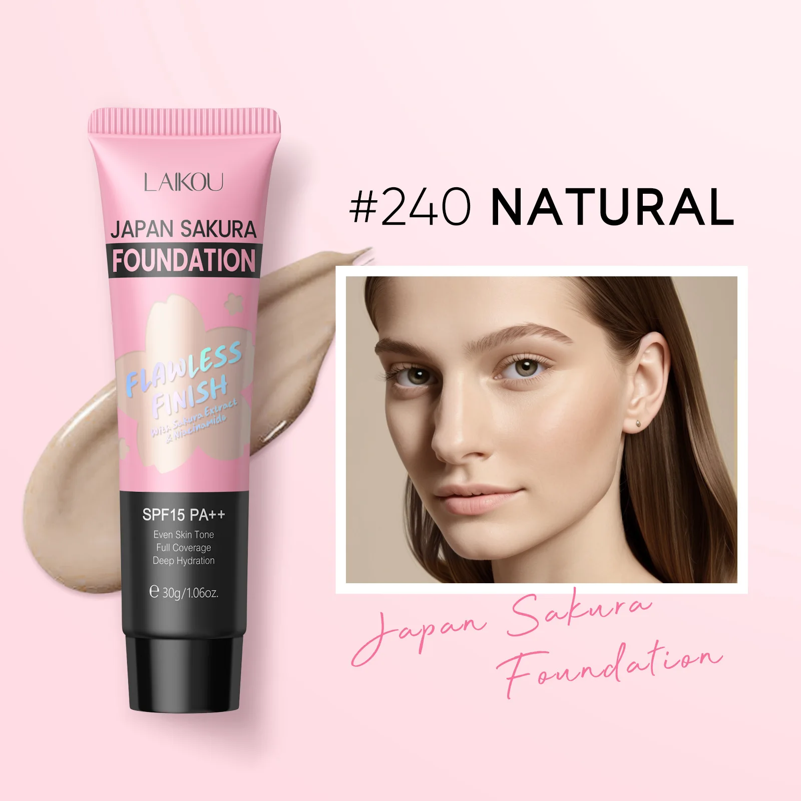 Фото LAIKOU Sakura основа для макияжа женский крем Женский увлажняющий крем для контроля жирности водонепроницаемый 30 г №5