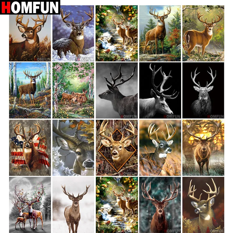

HOMFUN Full Square/Round Drill 5D DIY Diamond Painting "Animal Deer" 3D Diamond Embroidery Cross Stitch Home Decor Gift