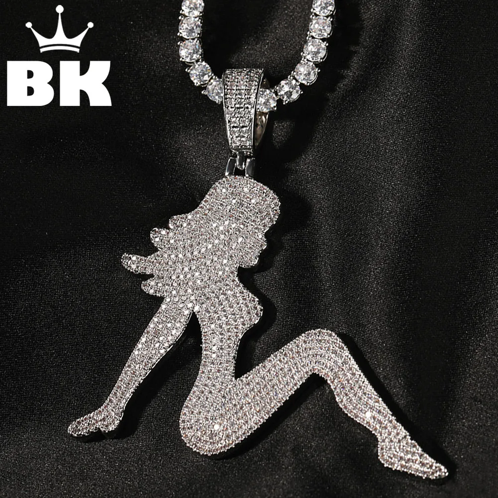 

Цепочка с подвеской BLING KING Женская, ожерелье с кулоном ледяной соблазнительной леди, украшенное фианитом, для теннисной вечеринки, 4 мм