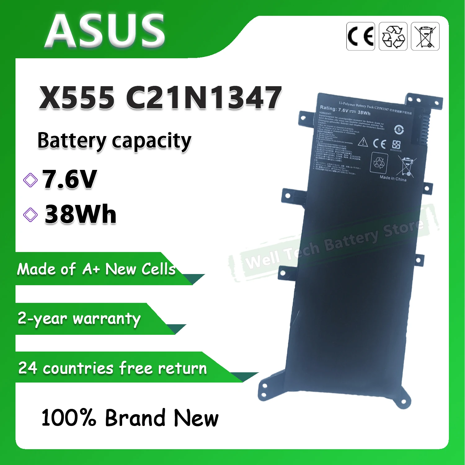 X555 C21N1347 Аккумулятор для ноутбука ASUS X555L X555LA X555LB X555LD X555LF X555LI X555LJ X555LN X555LP F555