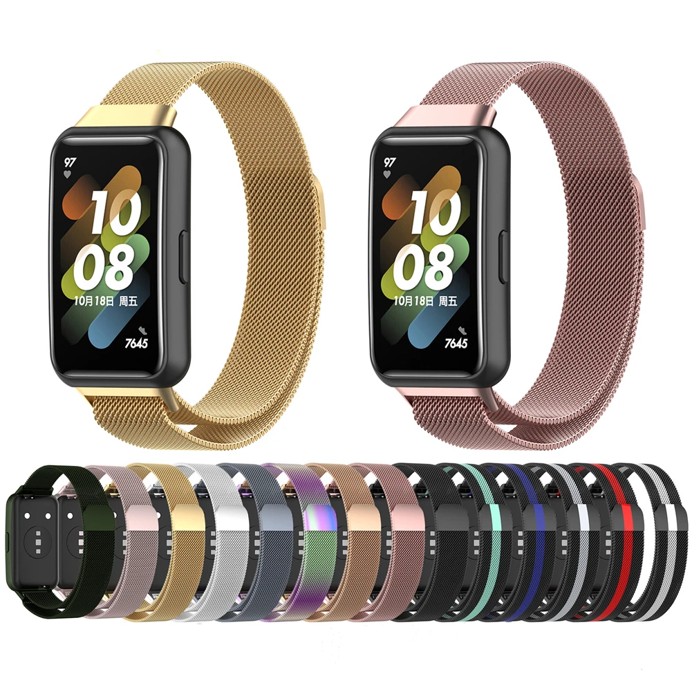 

Watchband Milanese For Huawei Band 7 Strap Magnetic Buckle Wrist Premium Stainless Steel Fitness Tracker Watch band