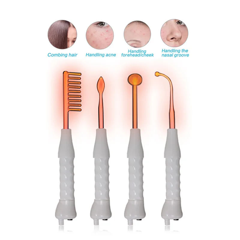 Ручной аппарат для электротерапии 4 в 1 Высокочастотный электрод стеклянная