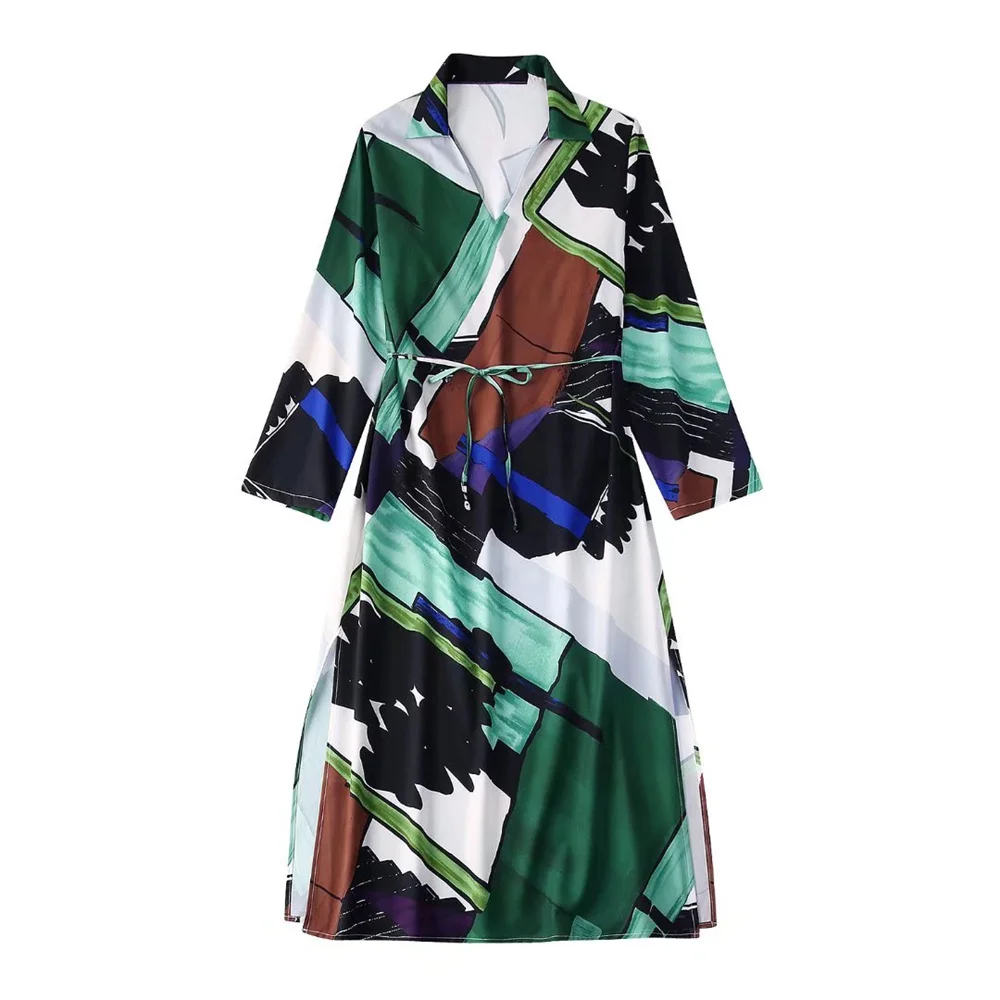 

Женское платье-туника с принтом PB & ZA, длинное платье с высокой талией и широкими штанинами, комплект из двух предметов, лето 2022